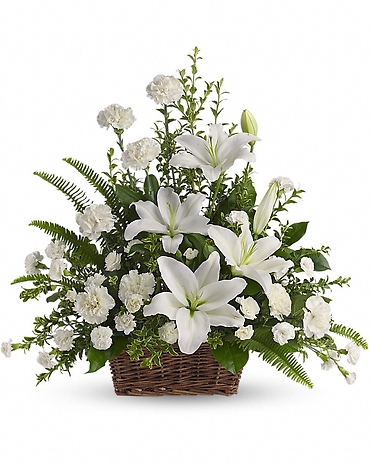 Peaceful White Lilies Basket - T228-1